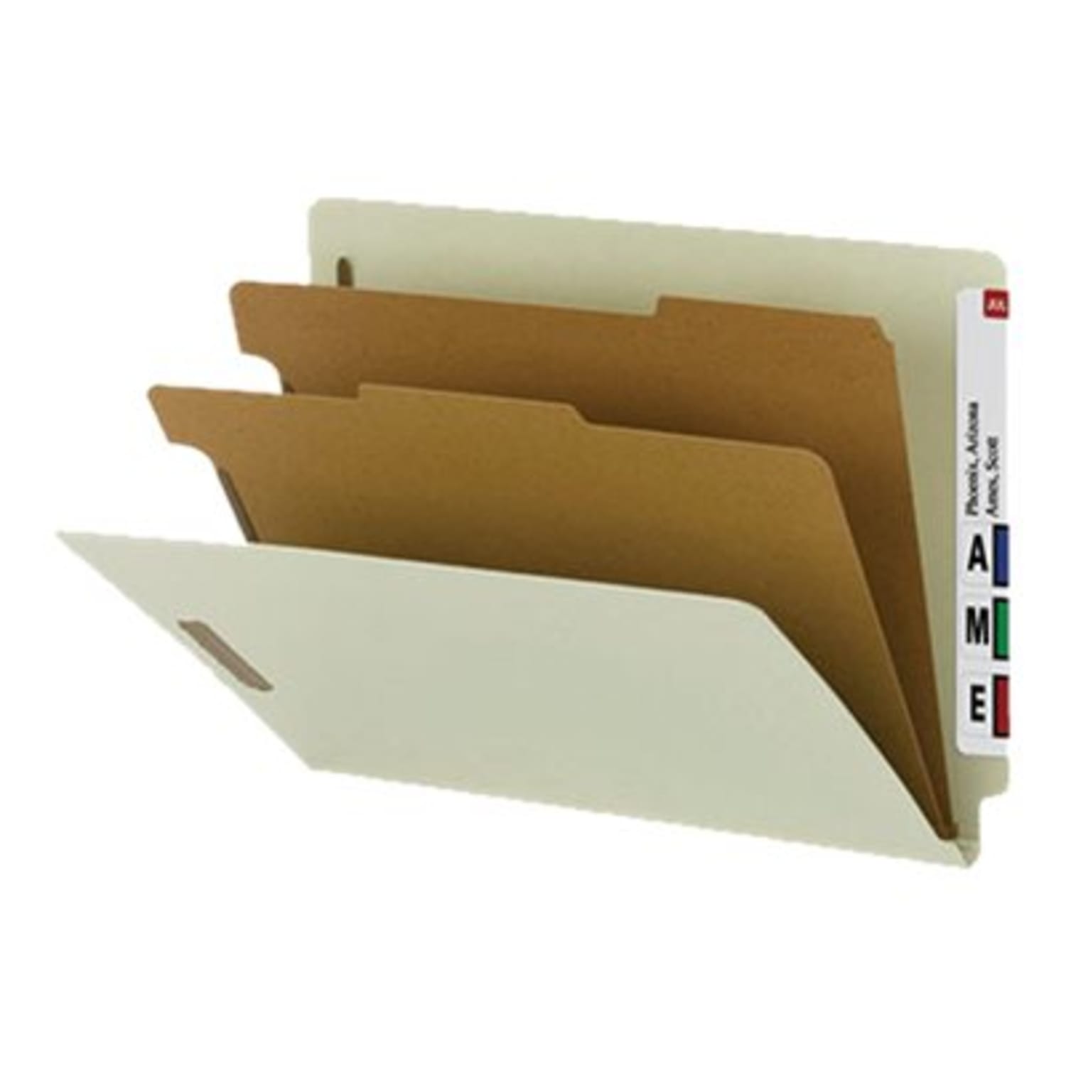 Smead End-Tab Classification Folders, 2 Dividers, 2 Partitions, Straight Cut, Letter Size, 100% Recycled, Gray/Green, Box Of 10 - Image 4