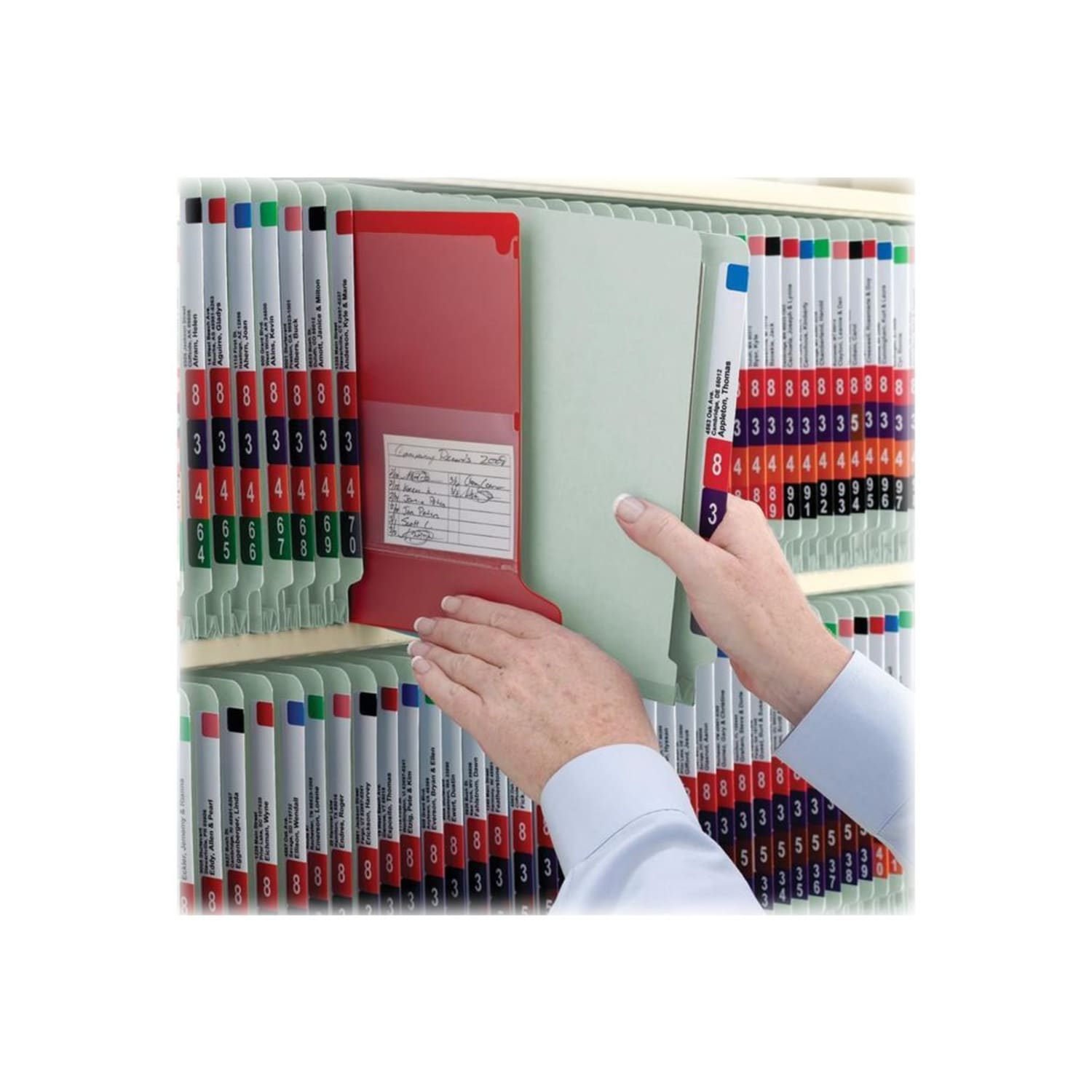 Smead End-Tab Classification Folders, 2 Dividers, 2 Partitions, Straight Cut, Letter Size, 100% Recycled, Gray/Green, Box Of 10 - Image 5