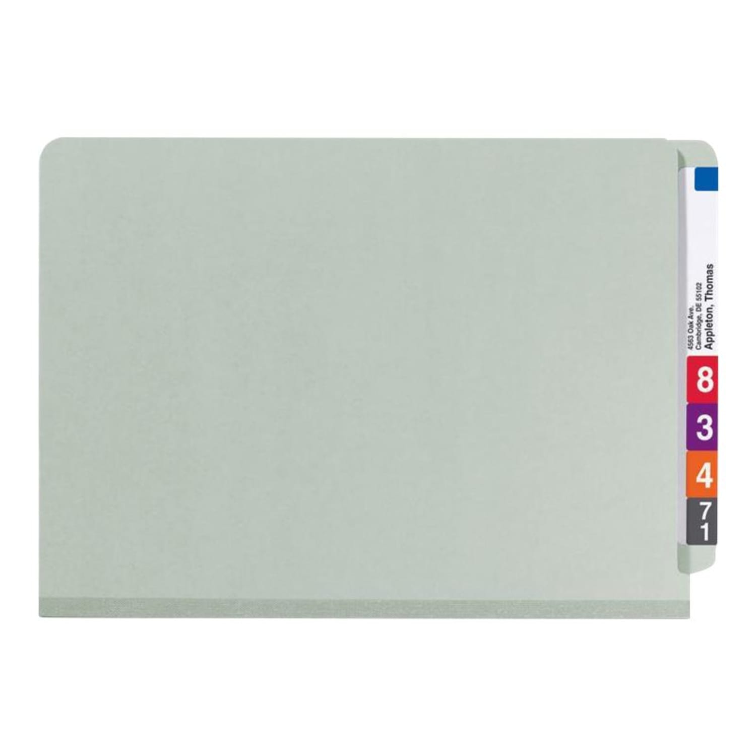 Smead End-Tab Classification Folders, 2 Dividers, 6 Partitions, Straight Cut, Legal Size, 100% Recycled, Gray/Green, Box Of 10 - Image 3