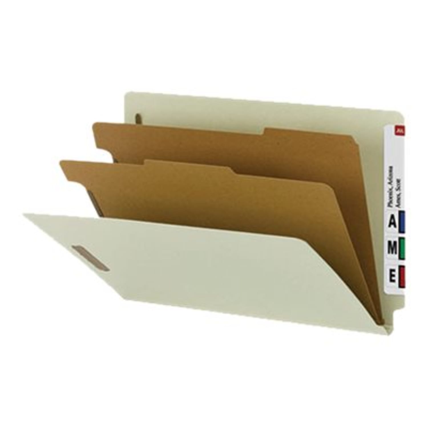 Smead End-Tab Classification Folders, 2 Dividers, 6 Partitions, Straight Cut, Legal Size, 100% Recycled, Gray/Green, Box Of 10 - Image 4