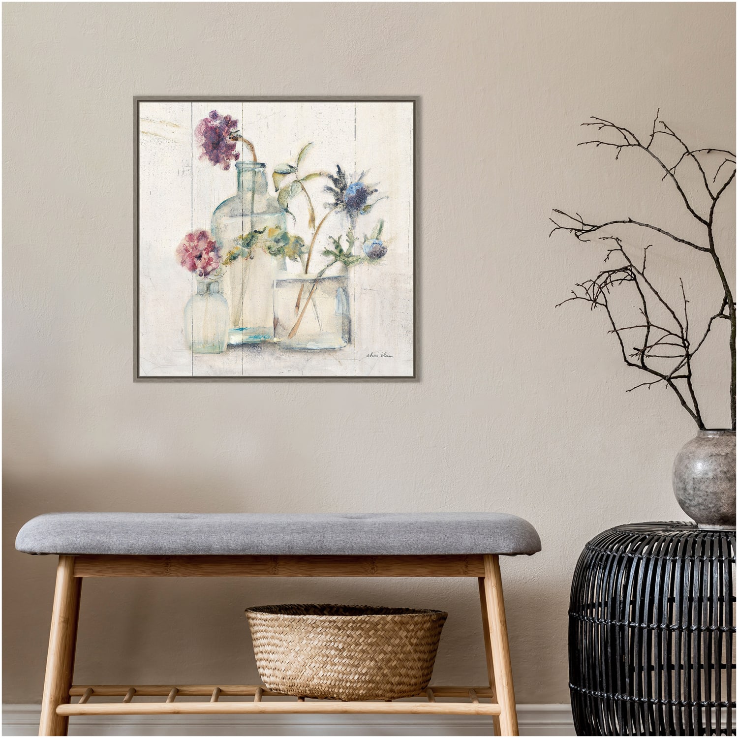 Amanti Art Blossoms on Birch II by Cheri Blum Framed Canvas Wall Art Print, 22inH x 22inW, Graywash - Image 4