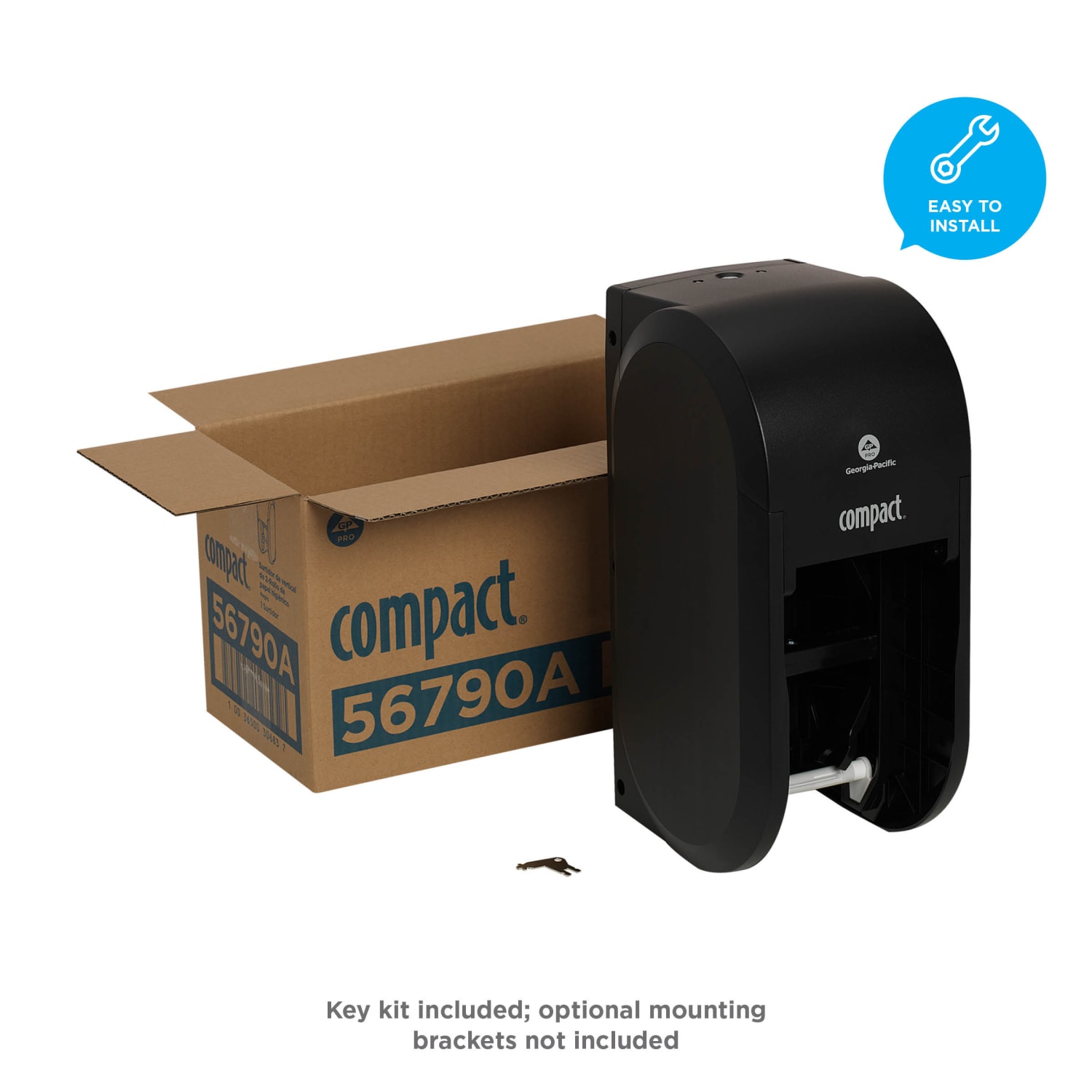 Compact by GP PRO, 2-Roll Vertical Coreless High-Capacity Toilet Paper Dispenser, 56790A, 7.35in x 6.21in x 13.6in, Black, 1 Dispenser - Image 5