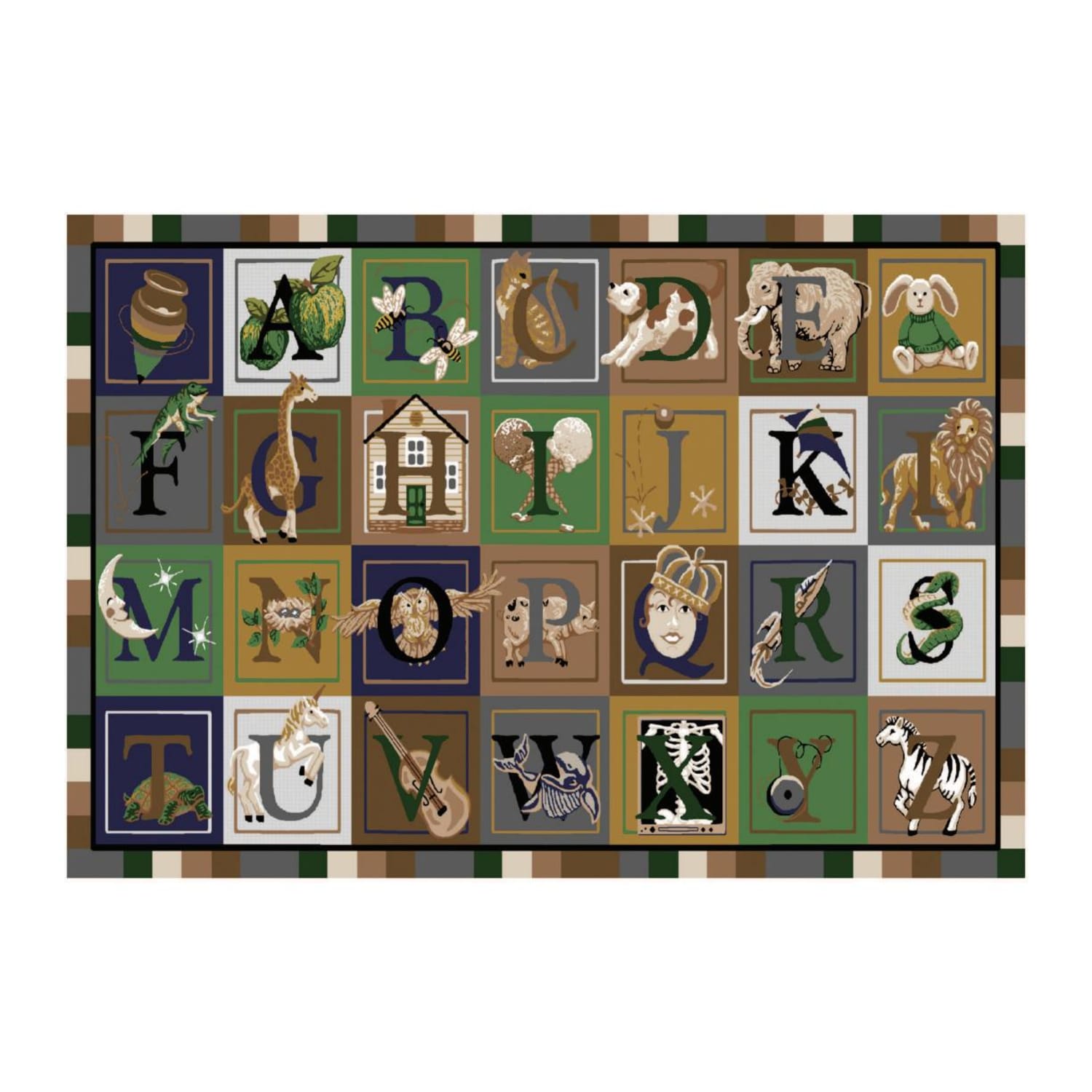 Flagship Carpets Printed Rug, 7ft6inH x 12ftW, ABC Blocks OMG, Multicolor