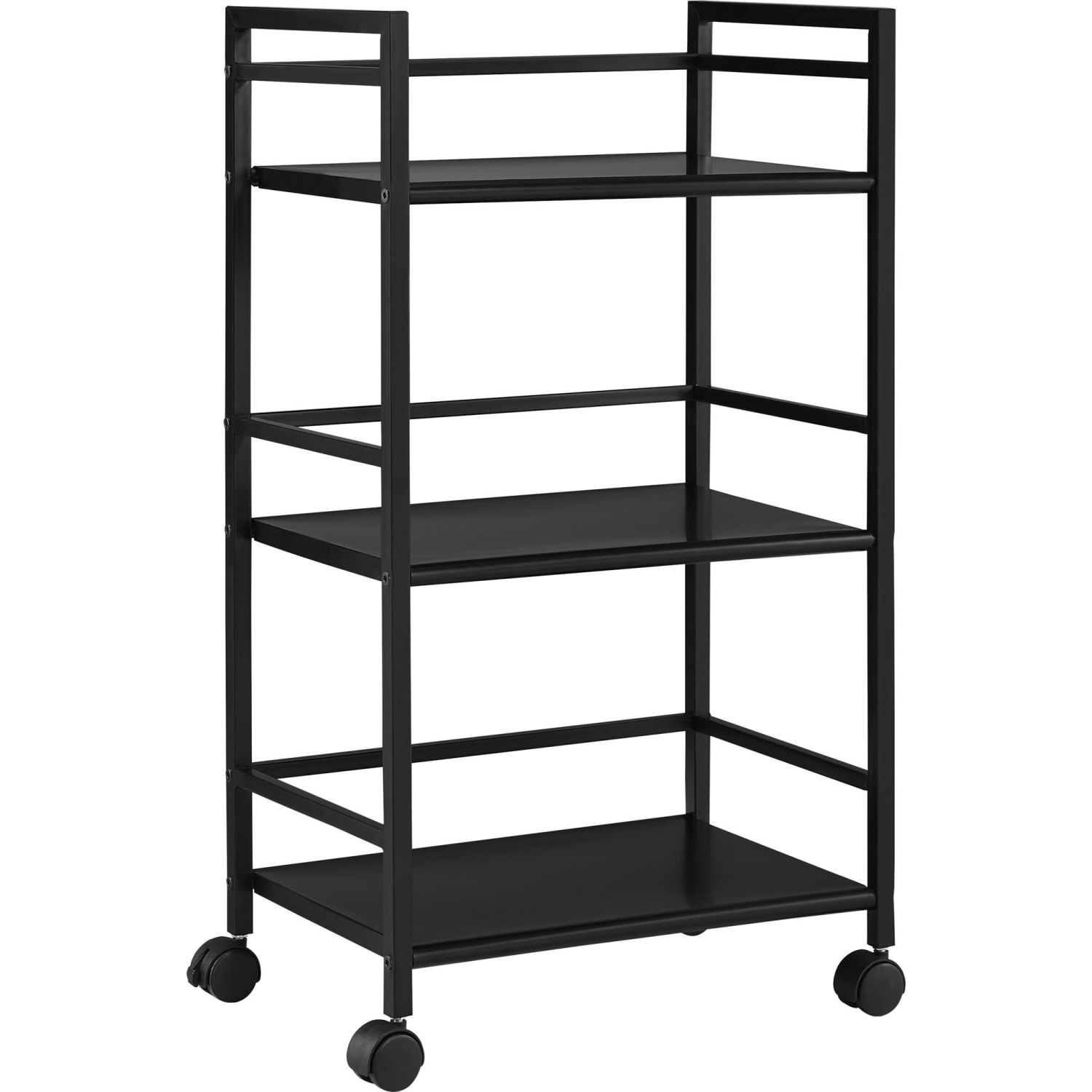 Ameriwood Home Marshall 3-Shelf Metal Rolling Utility Cart, Black - Image 3