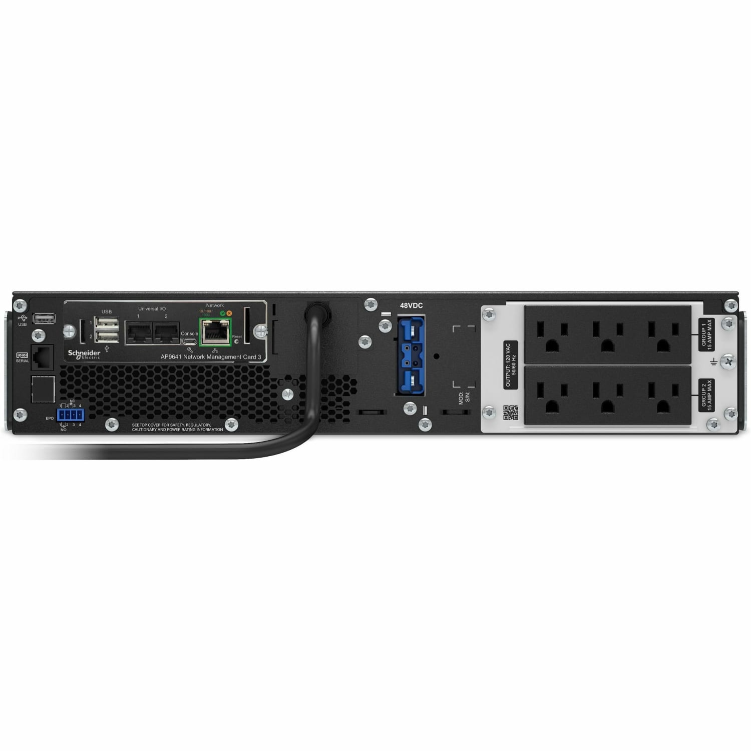 APC Smart-UPS On-Line, 1000VA, Rackmount 2U, 120V, 6x 5-15R NEMA outlets, Network Card, Extended runtime, W/ rail kit - 2U Rack-mountable - 3 Hour Recharge - 10 Minute Stand-by - 120 V Input - 120 V AC Output - Sine Wave - 6 x NEMA 5-15R - Image 5