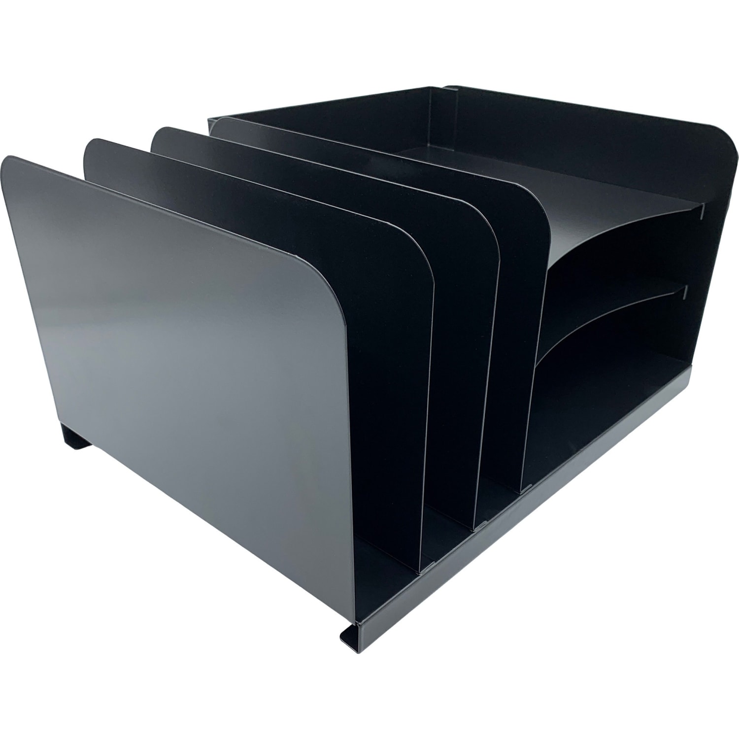 Huron Combo Slots Desk Organizer - 6 Compartment(s) - Horizontal/Vertical - 8in Height x 15in Width x 11in Depth - Durable - Black - Steel - 1 Each - Image 4