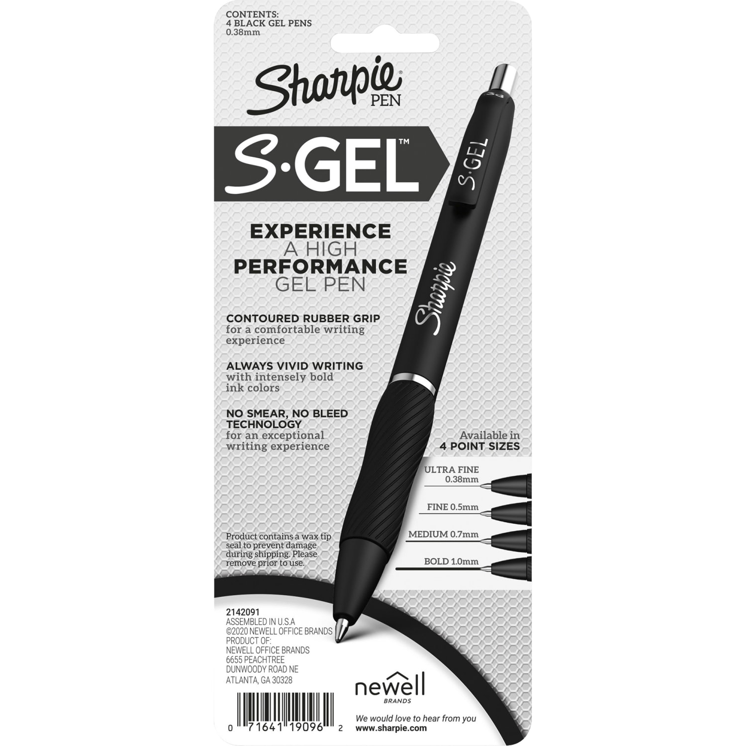 Sharpie S-Gel Pens, Ultra-Fine Point, 0.38 mm, Black Barrel, Black Ink, Pack Of 4 Pens - Image 3