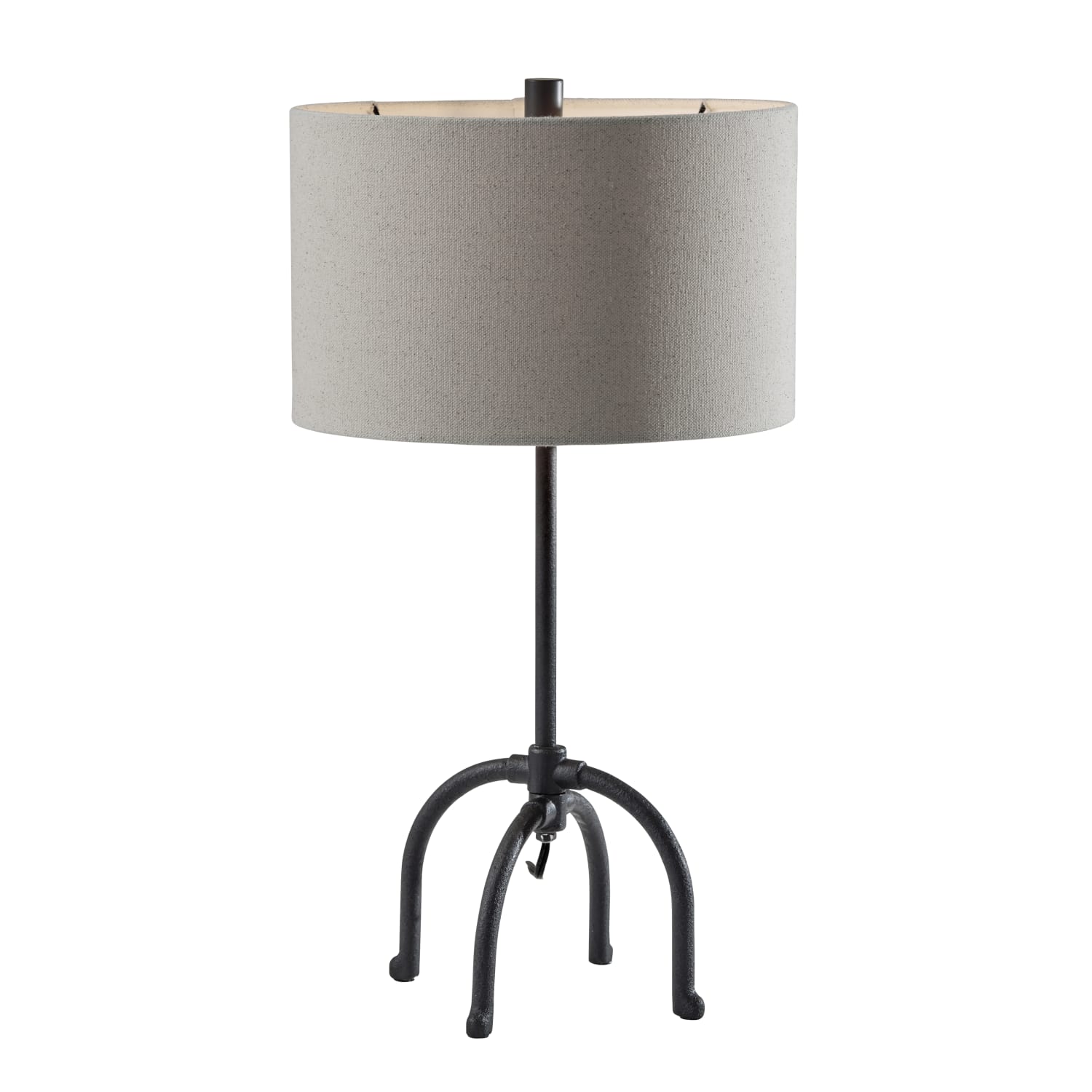 Adesso Silos Wrought Iron Table Lamp, 26inH, Beige Shade/Black Base
