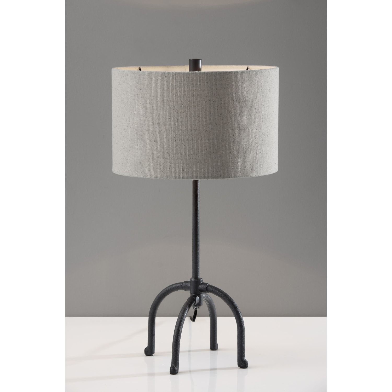 Adesso Silos Wrought Iron Table Lamp, 26inH, Beige Shade/Black Base - Image 6