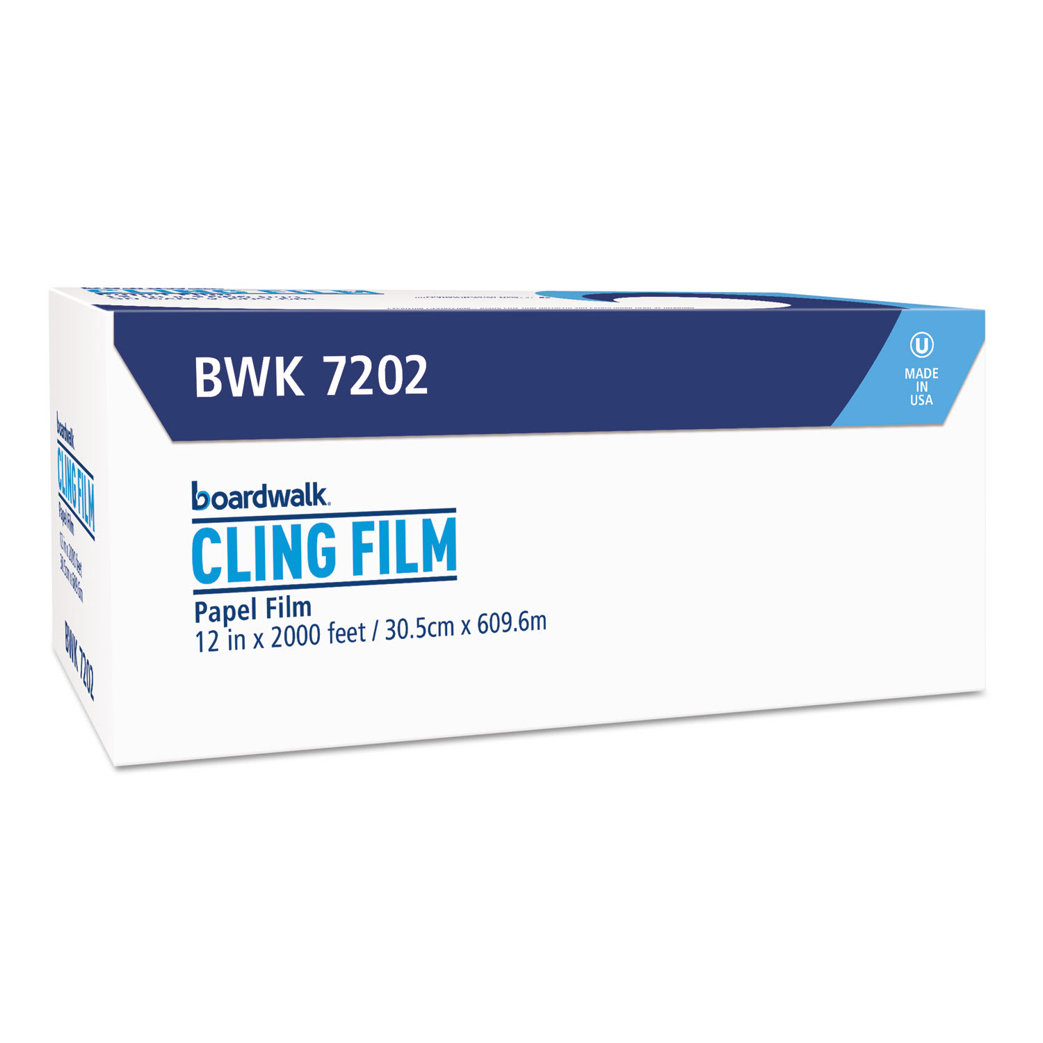 Boardwalk PVC Food Wrap Film Roll, 12in x 2,000ft, White - Image 3