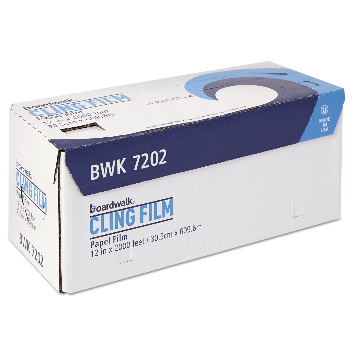 Boardwalk PVC Food Wrap Film Roll, 12in x 2,000ft, White - Image 5
