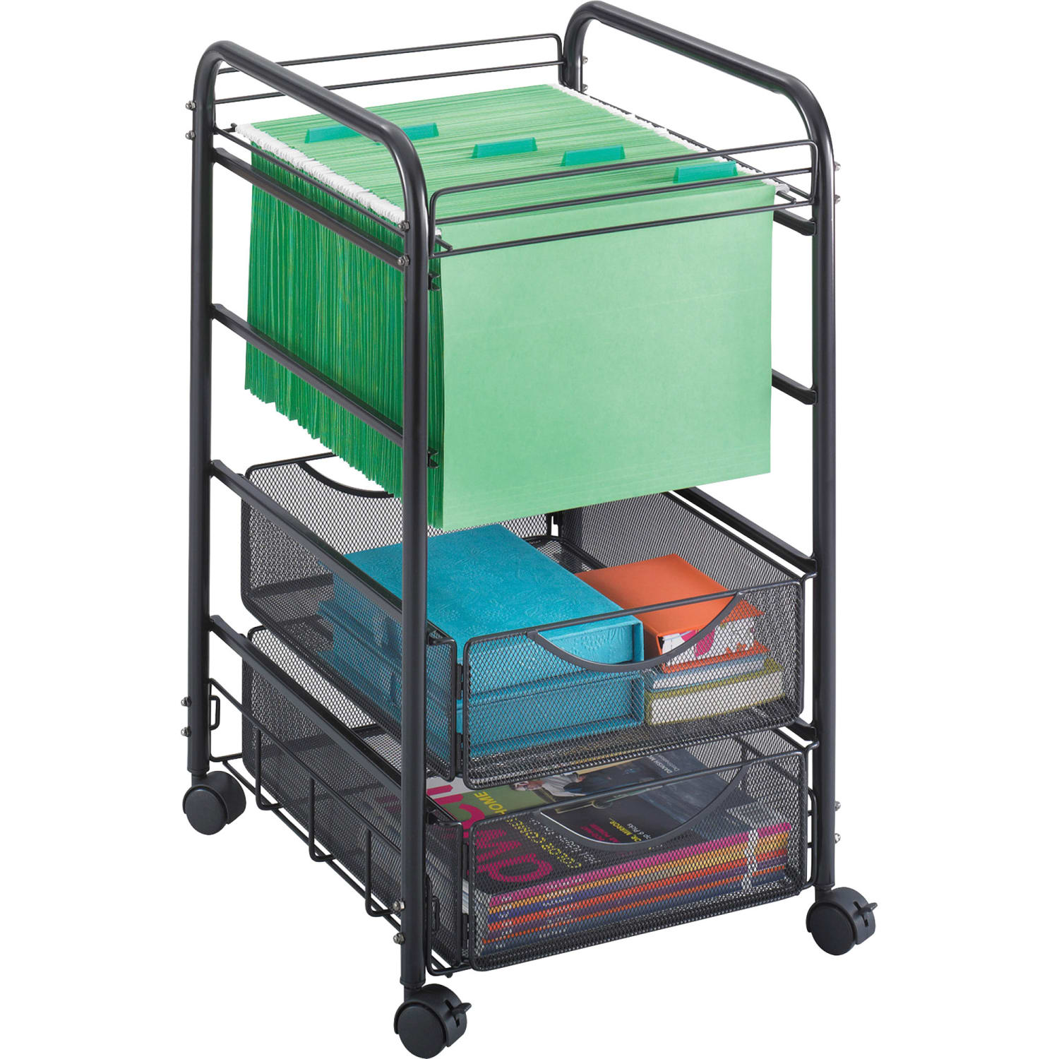 Safco Onyx Mesh Cart, 27inH x 15 3/4inW x 17inD, Black - Image 4