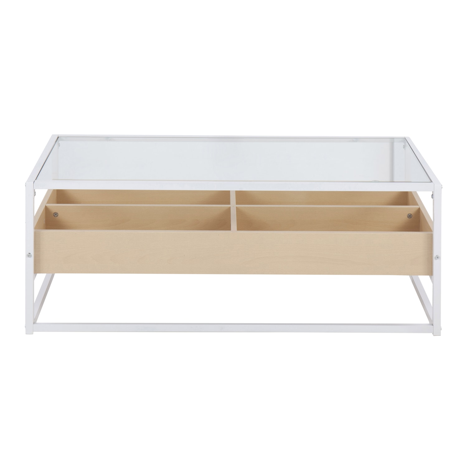 LumiSource Display Contemporary Coffee Table, 16-1/2inH x 43-1/2inW x 22inD, White/Natural - Image 5