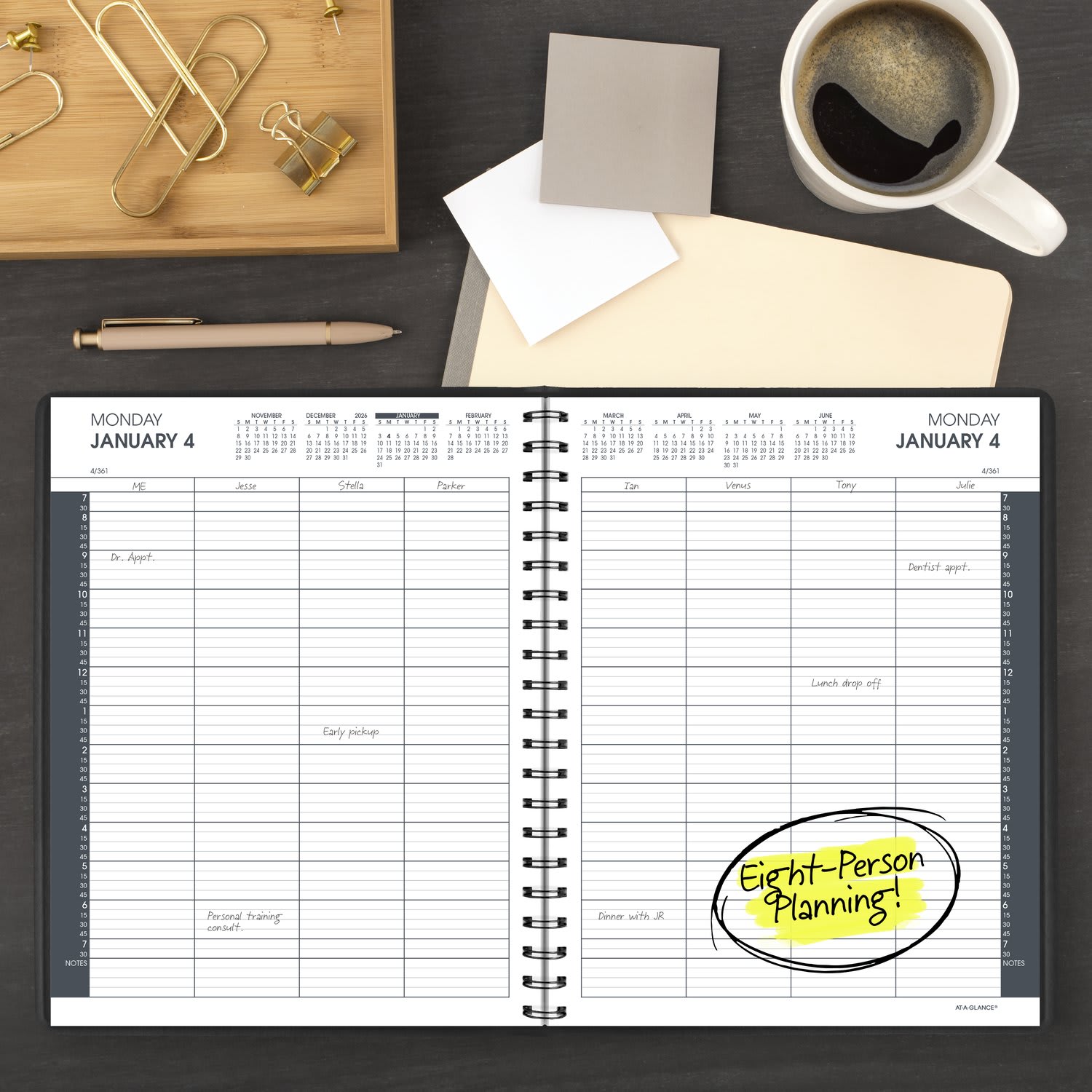 AT-A-GLANCE 2027 Eight Person Daily Appointment Book, Two-Volume Set, Black, Large, 8 1/2in x 11in - Image 3