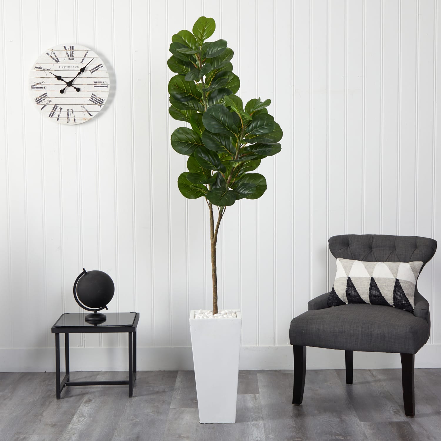 Nearly Natural Fiddle Leaf Fig 72inH Artificial Tree With Tall Planter, 72inH x 21inW x 16inD, Green/White - Image 4