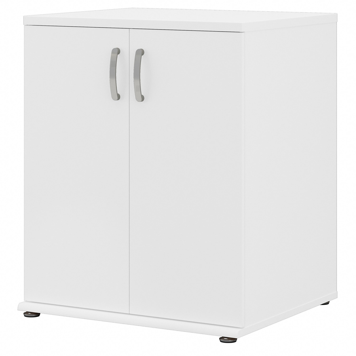 Bush Business Furniture Universal Floor Storage Cabinet With Doors And Shelves, White, Standard Delivery