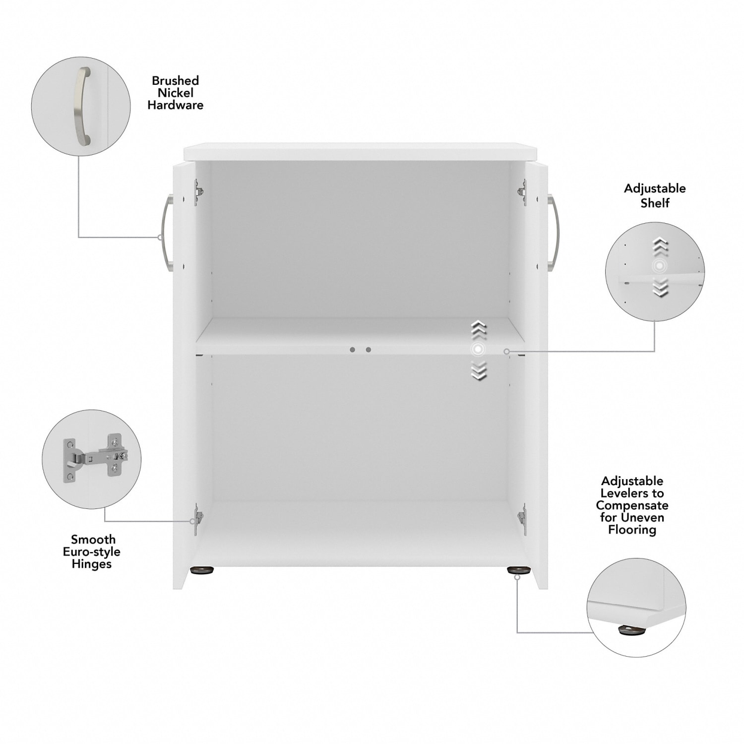 Bush Business Furniture Universal Floor Storage Cabinet With Doors And Shelves, White, Standard Delivery - Image 4