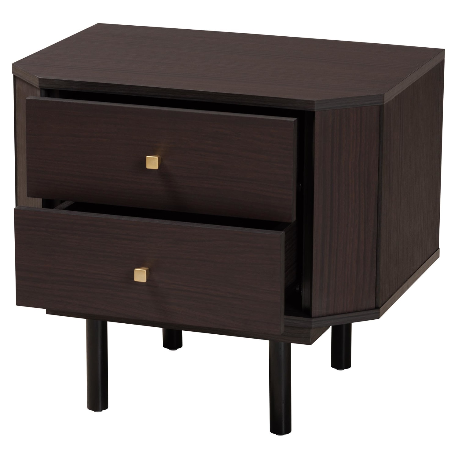 Baxton Studio Norwood Modern Transitional 2-Tone Finished Wood 2-Drawer End Table, 19-15/16inH x 21-3/4inW x 15-3/4inD, Black/Espresso Brown - Image 3
