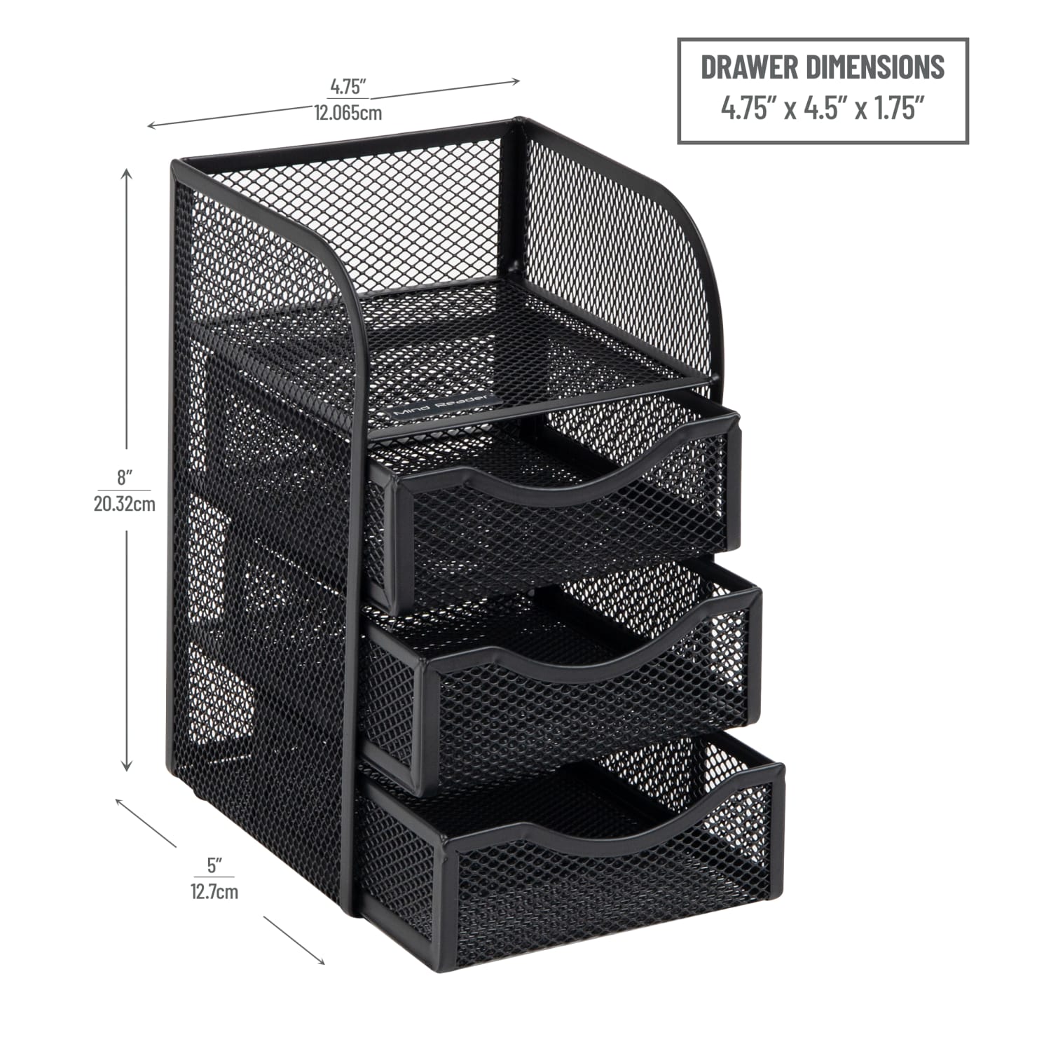 Mind Reader Mini Desk Supplies Office Supplies Organizer, 8inH x 5inW x 4-3/4inL, Black - Image 4