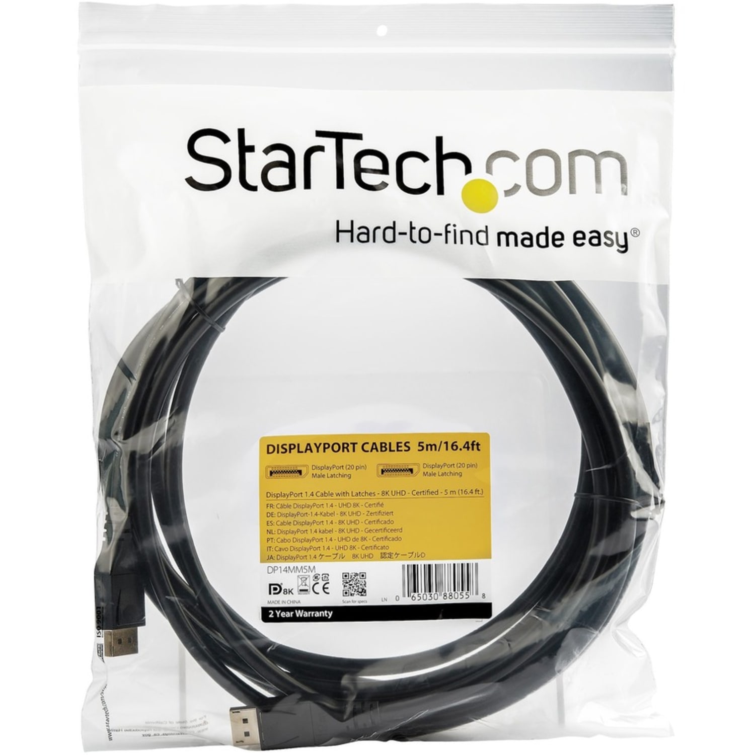 StarTech.com 5 m VESA Certified DisplayPort 1.4 Cable - 8K 60Hz HBR3 HDR - 16 ft Super UHD 4K 120Hz - DP14MM5M - Image 5