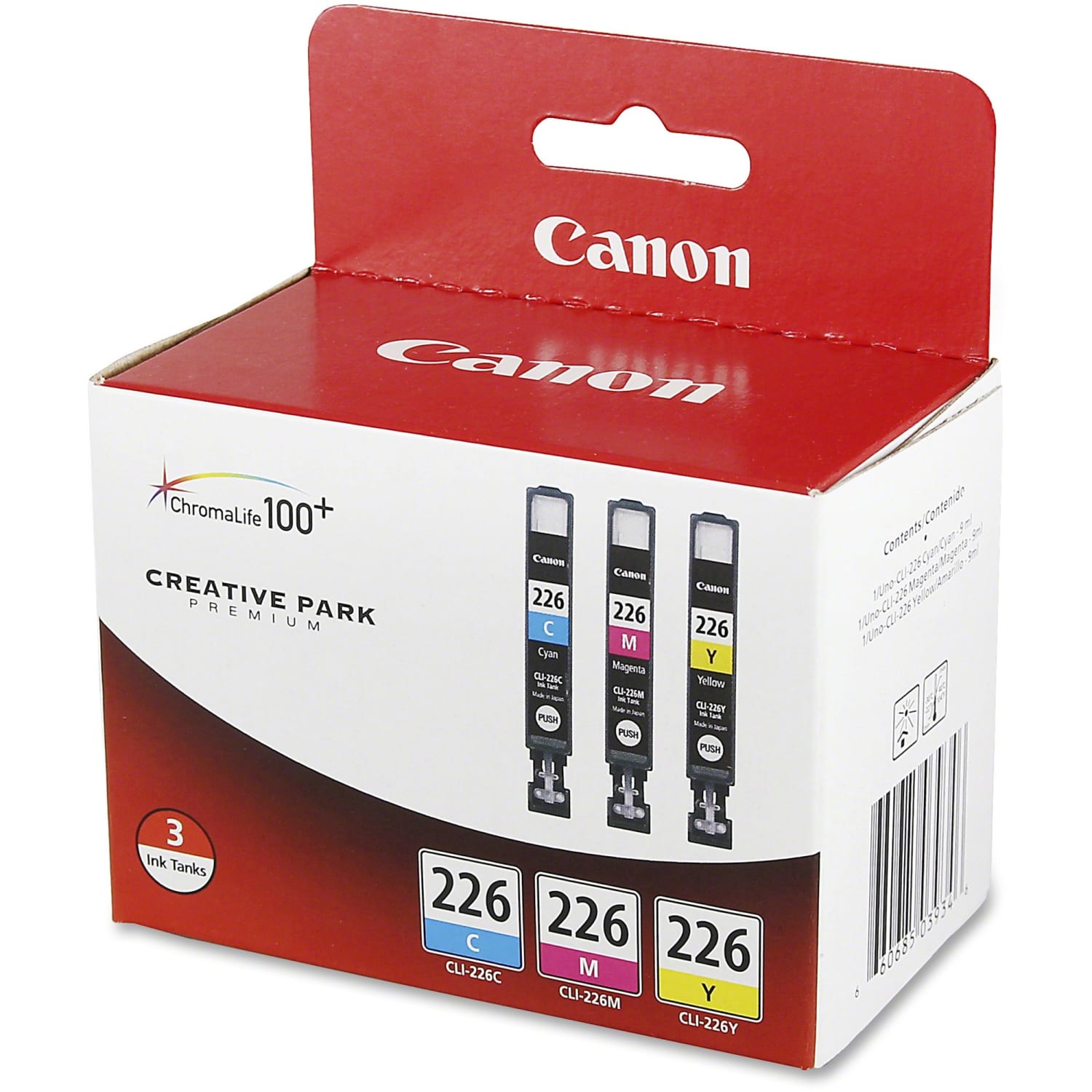 Canon CLI-226 ChromaLife 100+ Cyan, Magenta, Yellow Ink Tanks, Pack Of 3, 4546B007 - Image 3