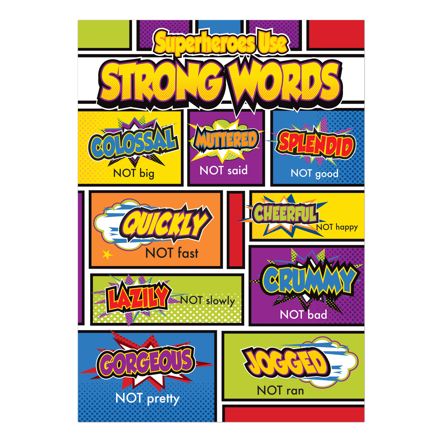 Carson-Dellosa Super Power Super Word Choices Bulletin Board Set, Multicolor, Grades 2-5 - Image 5