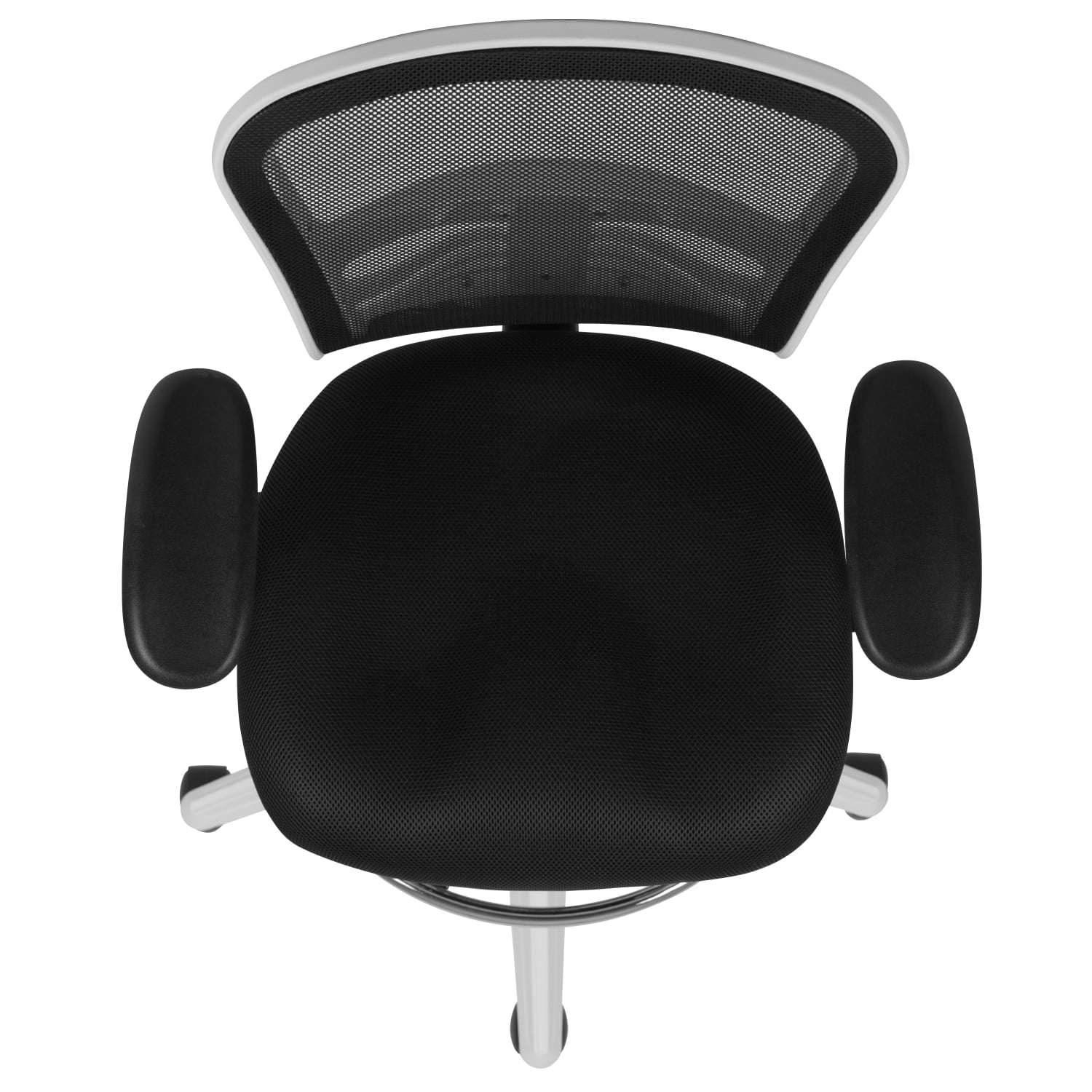 Flash Furniture Mid-Back Mesh Ergonomic Drafting Chair with Adjustable Chrome Foot Ring, Adjustable Arms, Black/White - Image 12