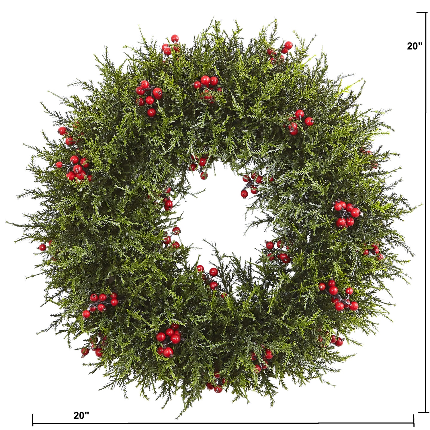 Nearly Natural Cedar Berry Wreath, 20in x 4in, Green - Image 5