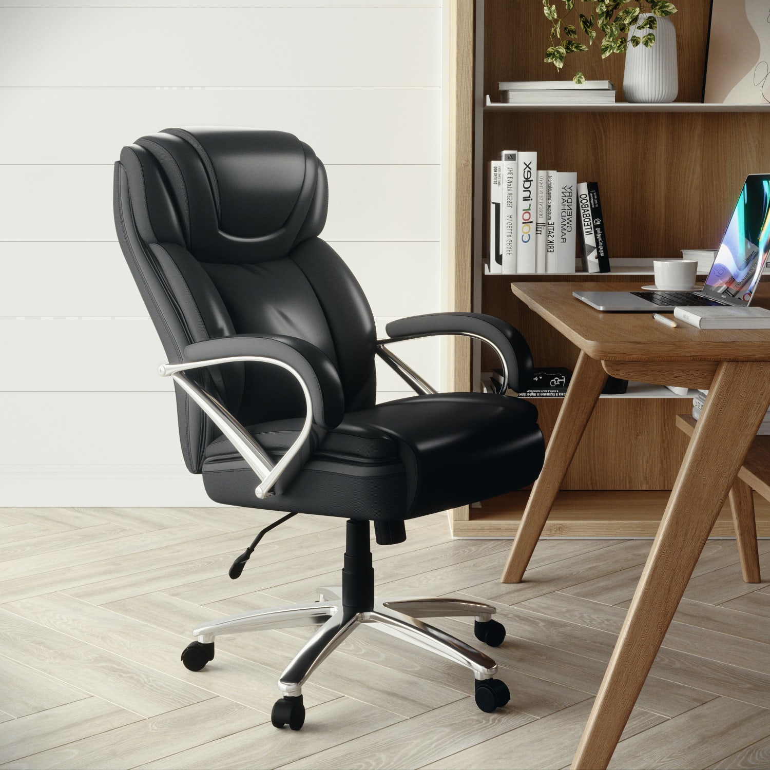 Flash Furniture Hercules LeatherSoft Faux Leather High-Back Big & Tall Ergonomic Office Chair, Black/Gray - Image 4