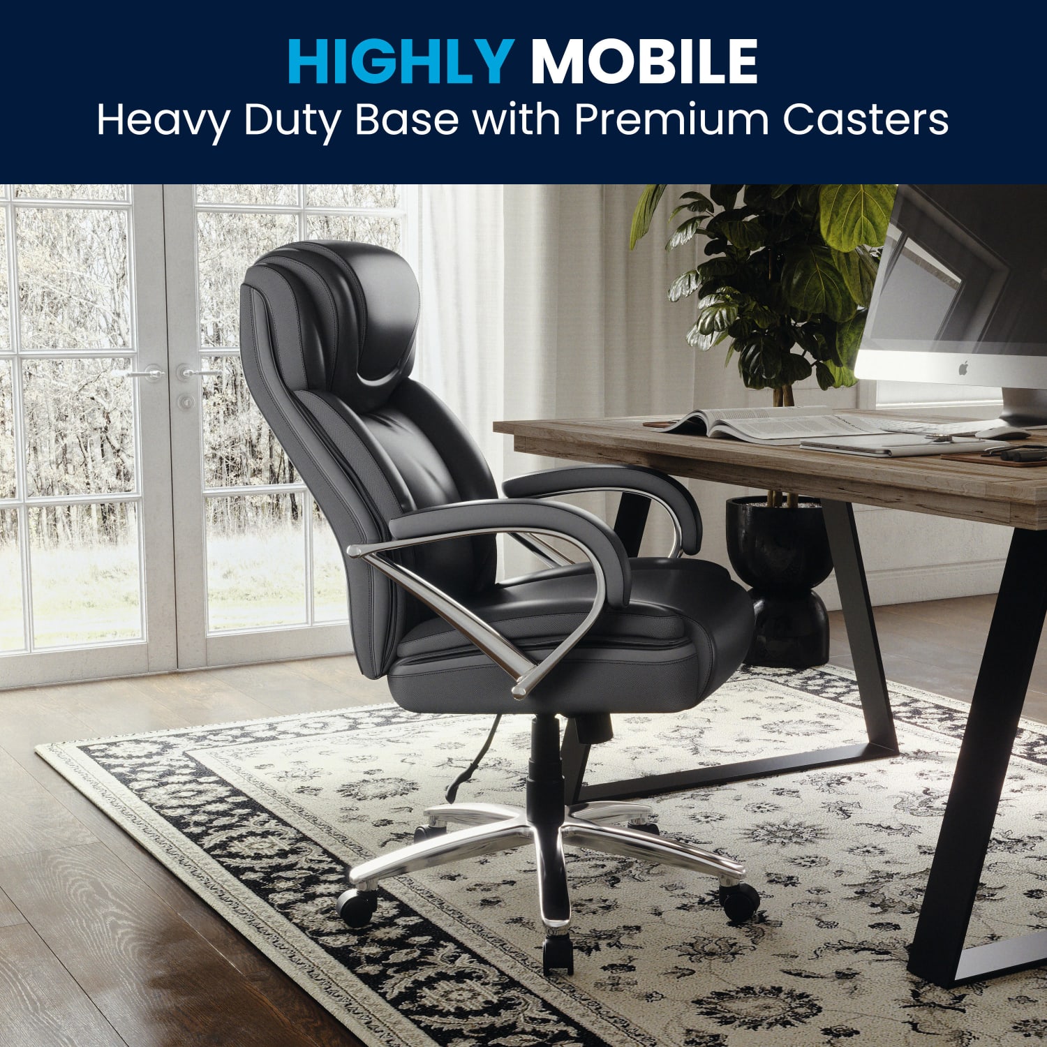 Flash Furniture Hercules LeatherSoft Faux Leather High-Back Big & Tall Ergonomic Office Chair, Black/Gray - Image 6