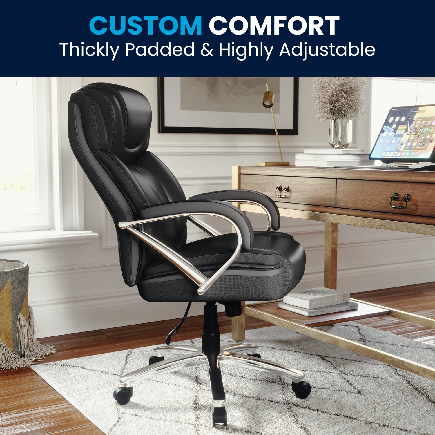 Flash Furniture Hercules LeatherSoft Faux Leather High-Back Big & Tall Ergonomic Office Chair, Black/Gray - Image 8