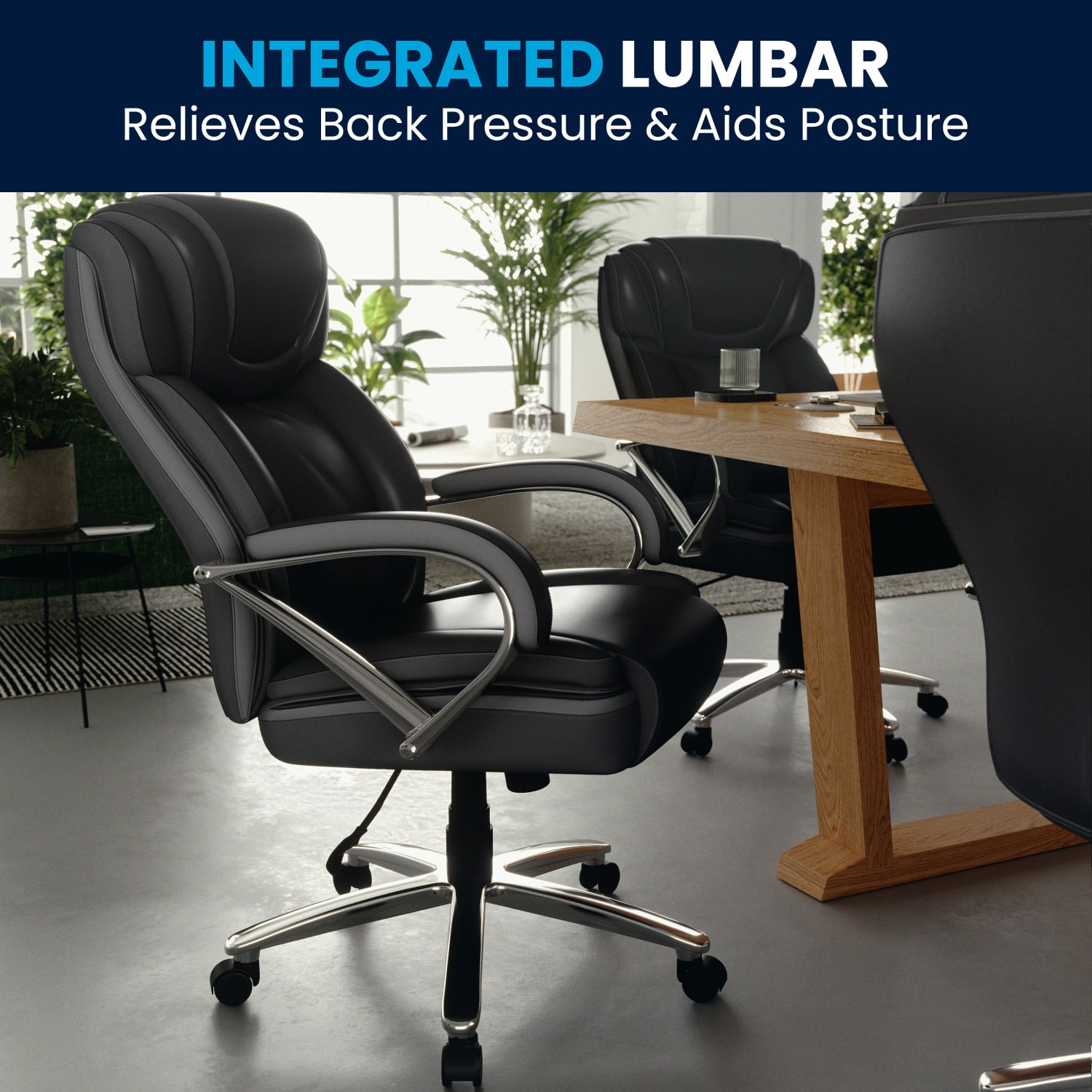 Flash Furniture Hercules LeatherSoft Faux Leather High-Back Big & Tall Ergonomic Office Chair, Black/Gray - Image 9