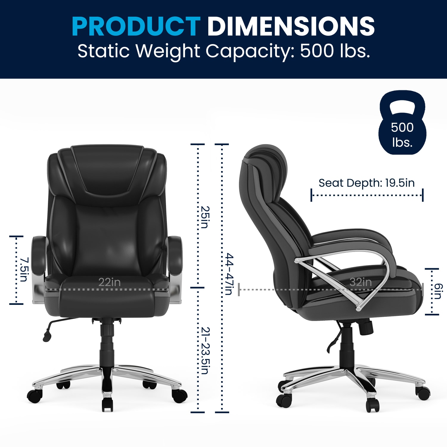 Flash Furniture Hercules LeatherSoft Faux Leather High-Back Big & Tall Ergonomic Office Chair, Black/Gray - Image 11