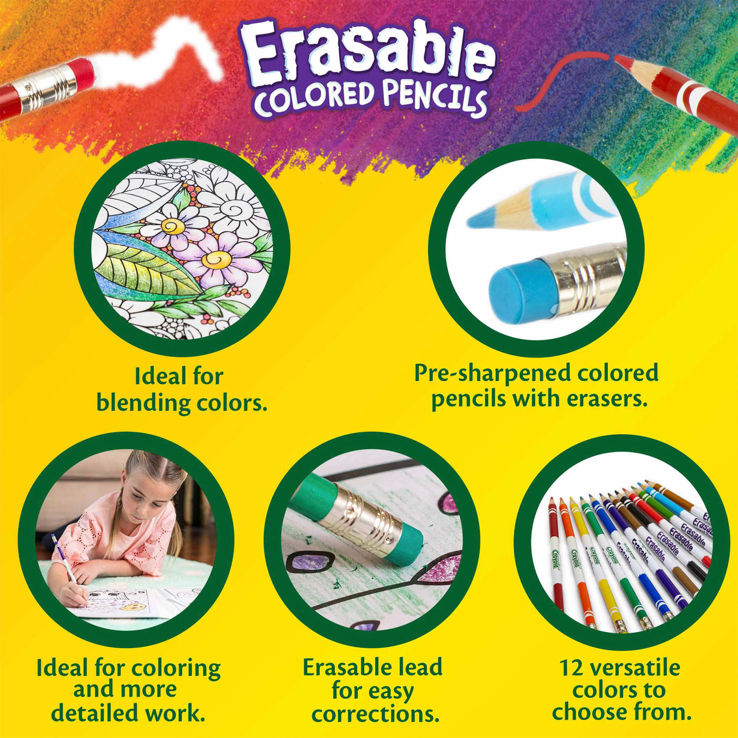 Crayola Erasable Colored Pencils, 12 Per Box, Set Of 6 Boxes - Image 6