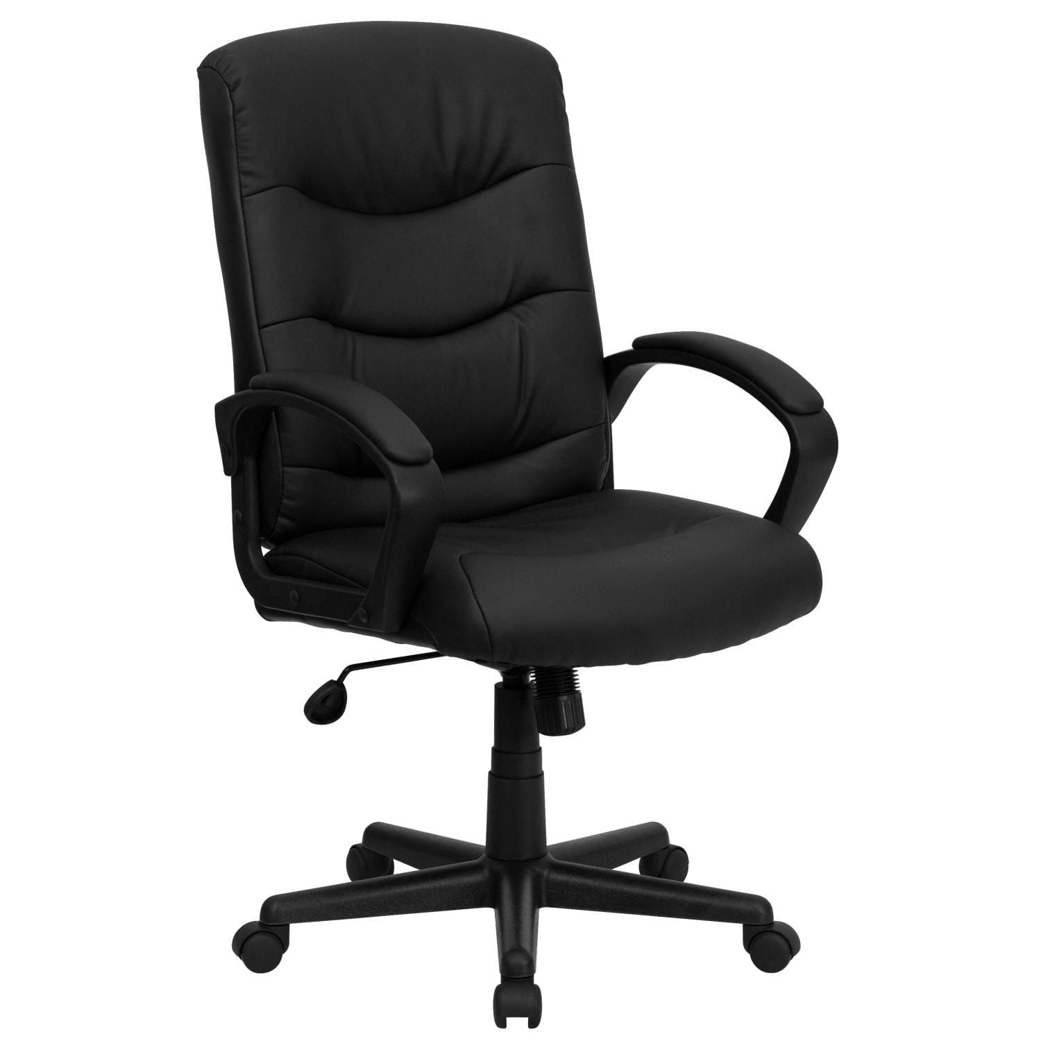 Flash Furniture LeatherSoft Faux Leather Mid-Back Swivel Task Chair With 24 1/2in Back Cushion, Black - Image 3