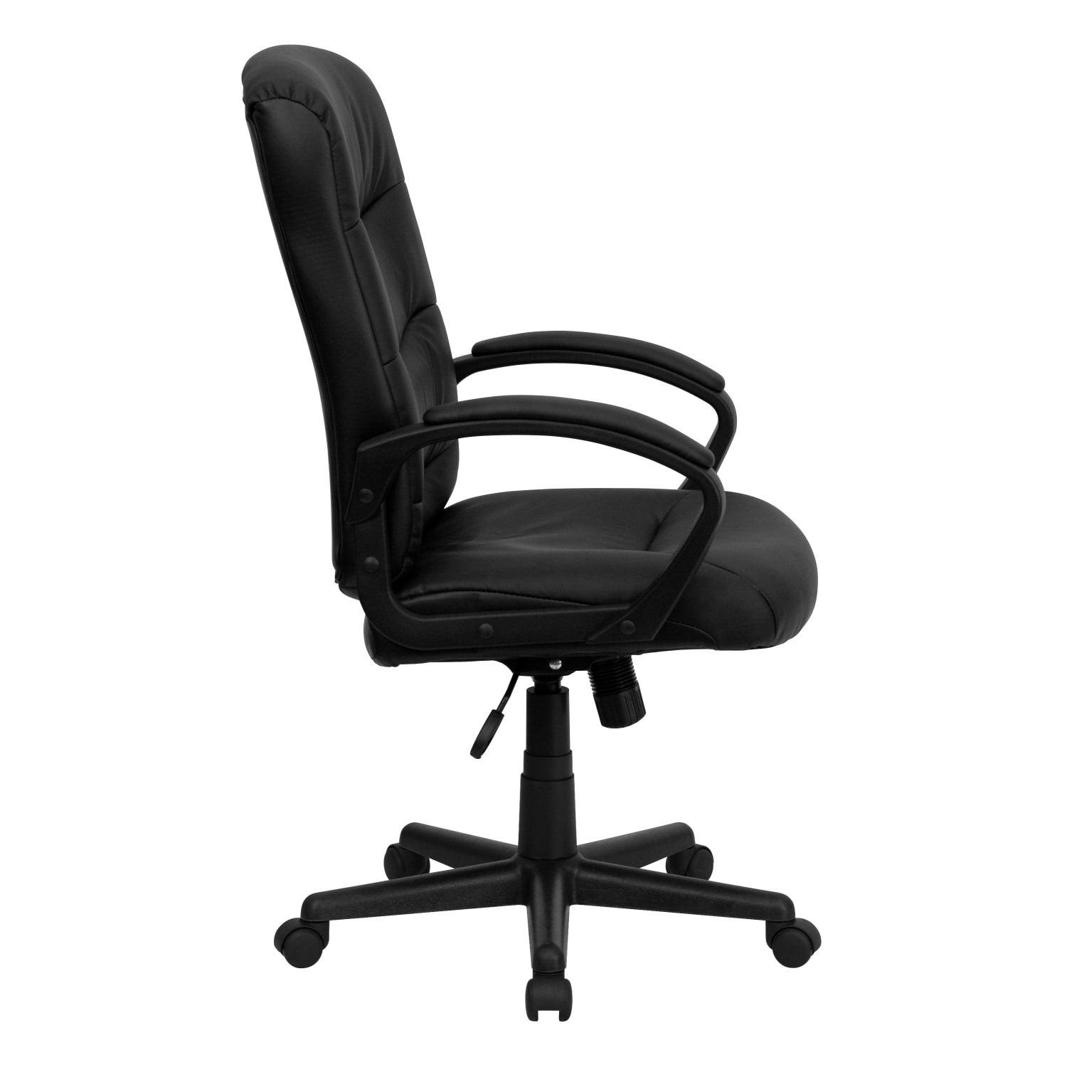 Flash Furniture LeatherSoft Faux Leather MidBack Swivel Task Chair With 24 12in Back Cushion Black PopularChairscom Flash Furniture LeatherSoft Faux Leather Mid Back Swivel Task Chair With 24 12in Back Cushion Black PopularChairscom