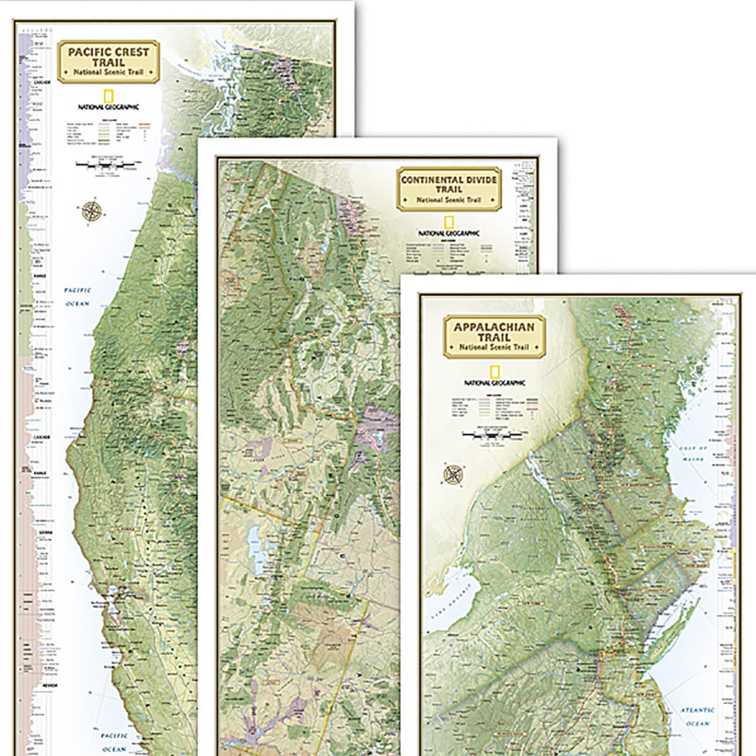 National Geographic Triple Crown Of Hiking Map, In Gift Box, 18 x 48in - Image 4