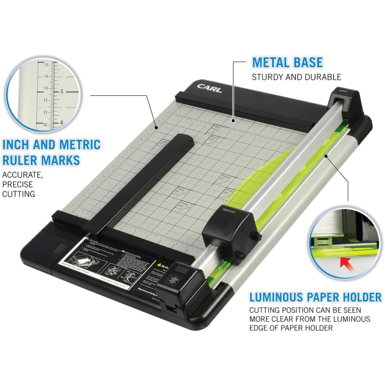 Carl DC-210 Heavy-Duty Rotary Paper Trimmer, 12in - Image 3