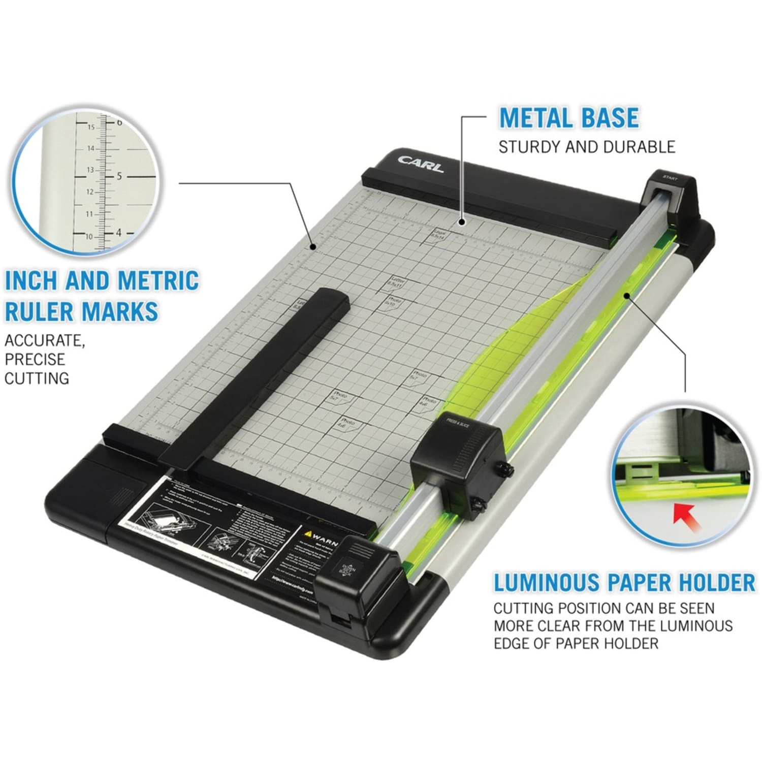 Carl DC-220 Heavy-Duty Rotary Paper Trimmer, 15in - Image 3