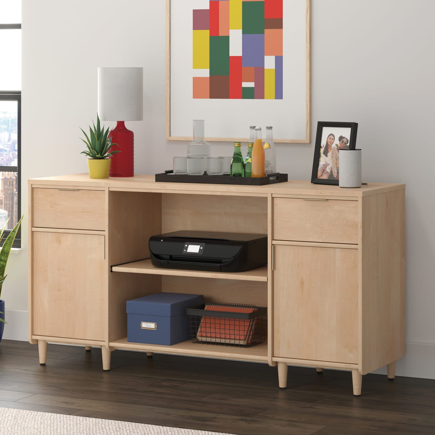 Sauder Clifford Place Credenza, 30-7/16inH x 59-1/16inW x 18-1/2inD, Natural Maple - Image 5