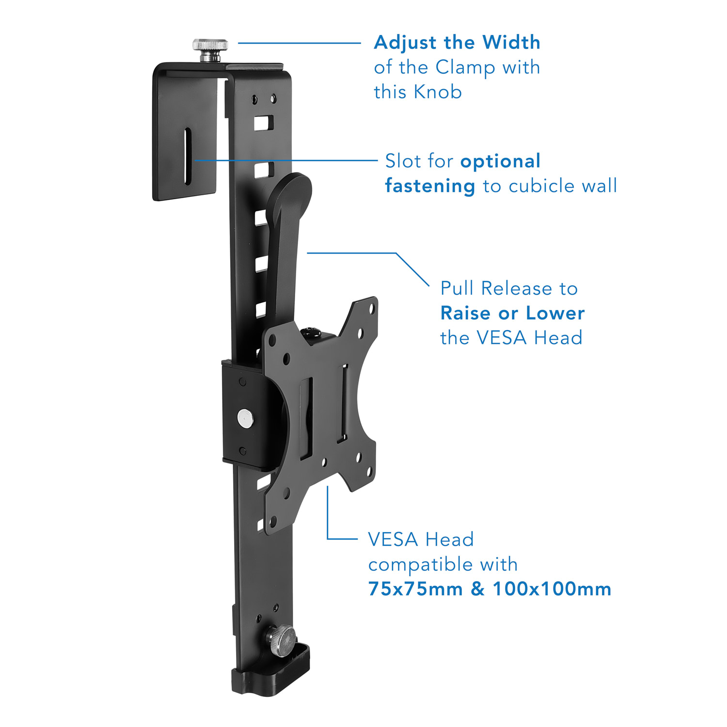 Mount-It! Over Cubicle Monitor Mount Hanger, 16inH x 4inW x 5inD, Black - Image 4