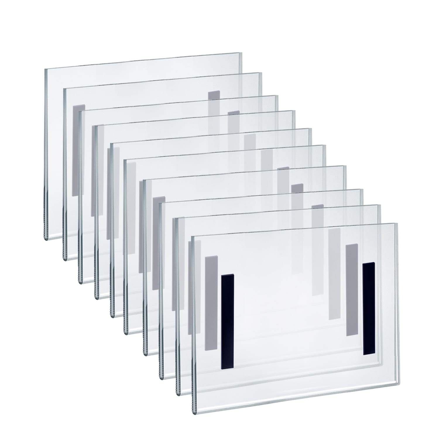 Azar Displays Acrylic Magnetic U-Frame Horizontal Sign Holders, 8inH x 10inW x 1/4inD, Clear, Pack Of 10 Sign Holders