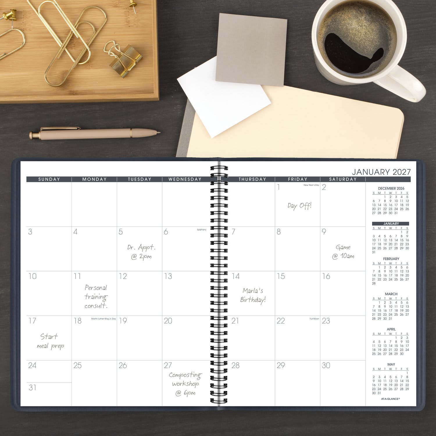 AT-A-GLANCE 2027 15-Month Monthly Planner, Navy, Large, 9in x 11in - Image 3