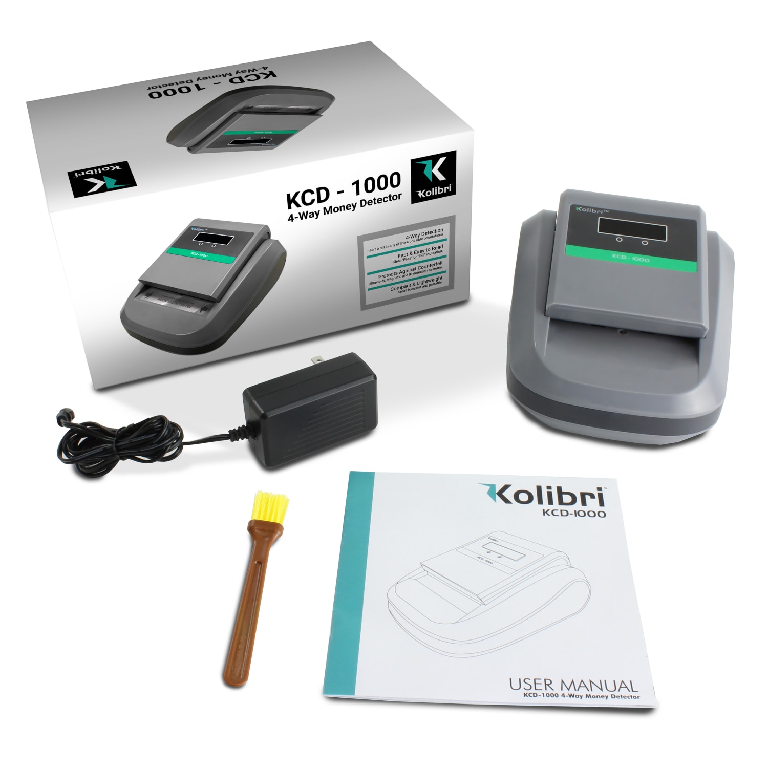 Kolibri KCD-1000 4-Way Orientation Portable Fake Currency Reader And Counterfeit Bill Detector, 3-5/8inH x 6-5/16inW x 5-1/8inD - Image 5