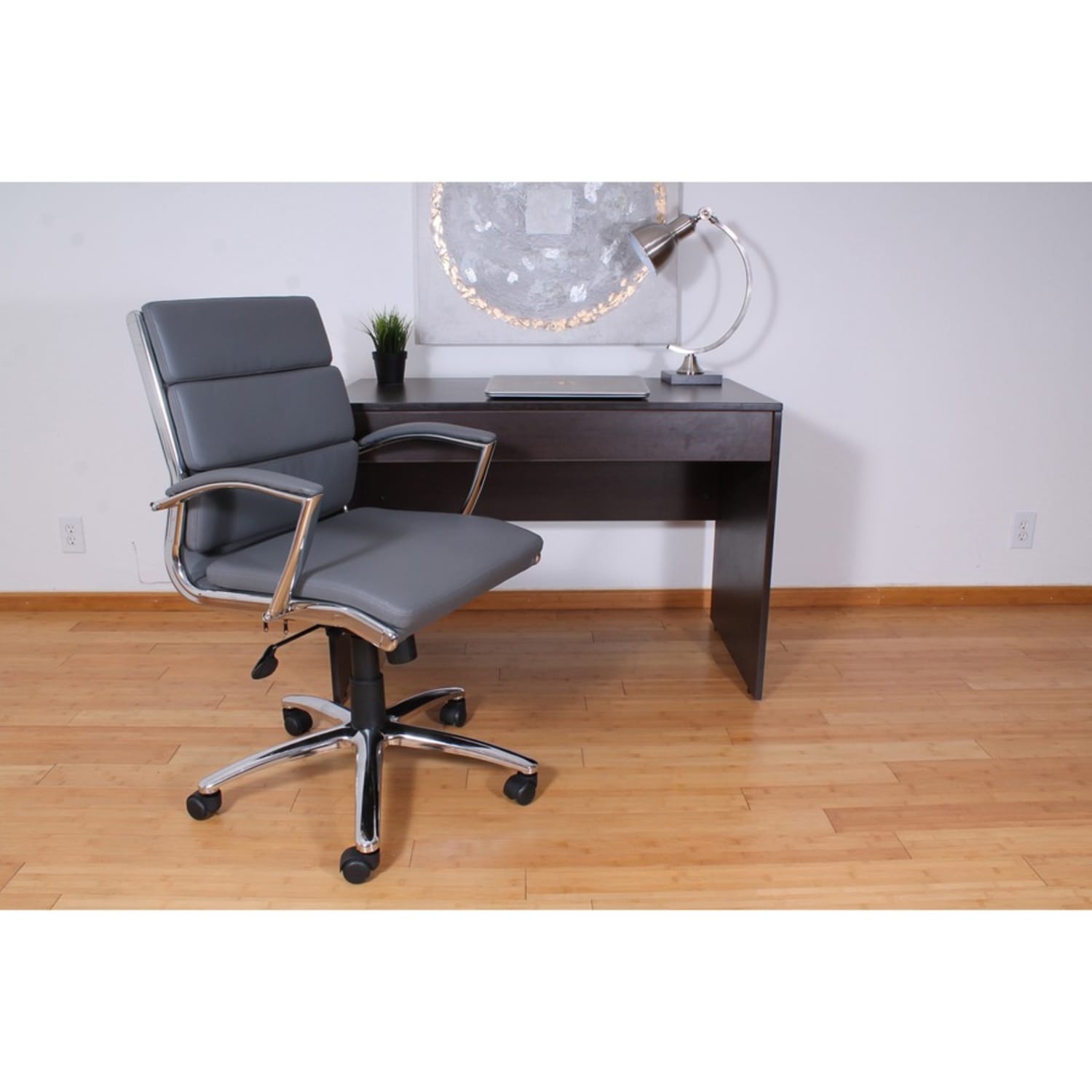 Boss Office Products CaressoftPlus Mid Back Chair GrayBlack PopularChairscom