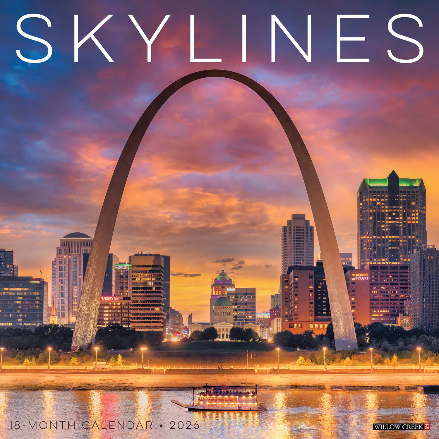 2026 Willow Creek Press Scenic Monthly Wall Calendar, 12in x 12in, Skylines, January To December, 52815
