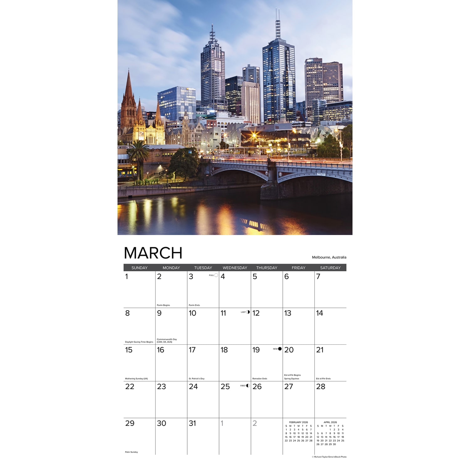 2026 Willow Creek Press Scenic Monthly Wall Calendar, 12in x 12in, Skylines, January To December, 52815 - Image 3