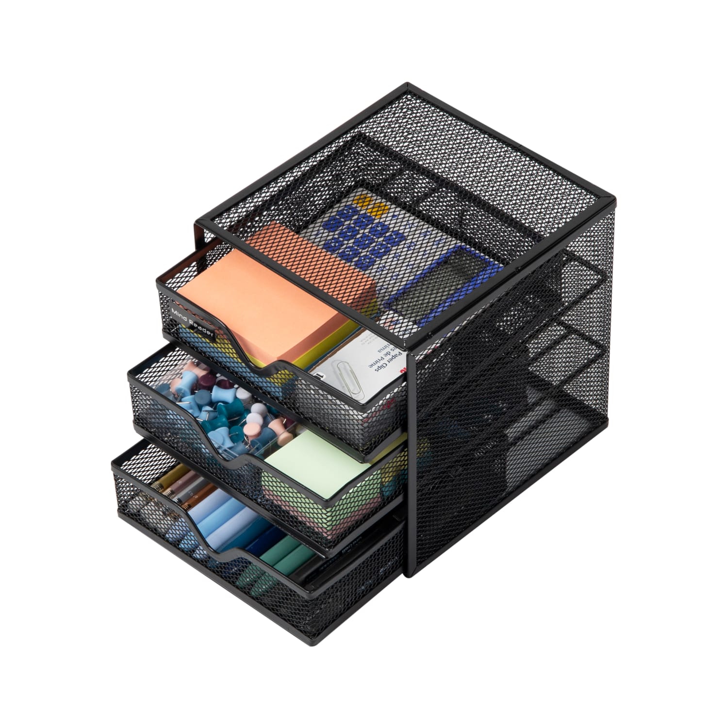 Mind Reader 3-Drawer Accessory Storage Desktop Organizer, 6-1/2inH x 6-1/2inW x 6-1/4inL, Black - Image 6