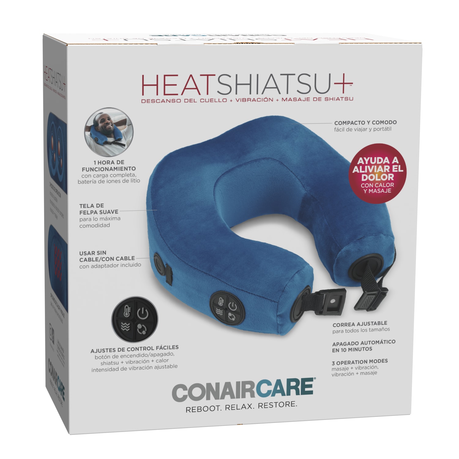 Conair ConairCare HeatShiatsu NM25F Neck Rest Massager, 3inH x 12inW x 12inD, Blue - Image 5