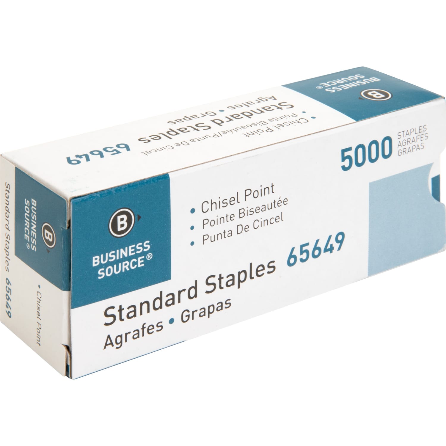 Business Source Standard Staples - 210 Per Strip - 1/4in Leg - 1/2in Crown - Holds 30 Sheet(s) - Chisel Point - Silver - 5000 / Box - Image 4